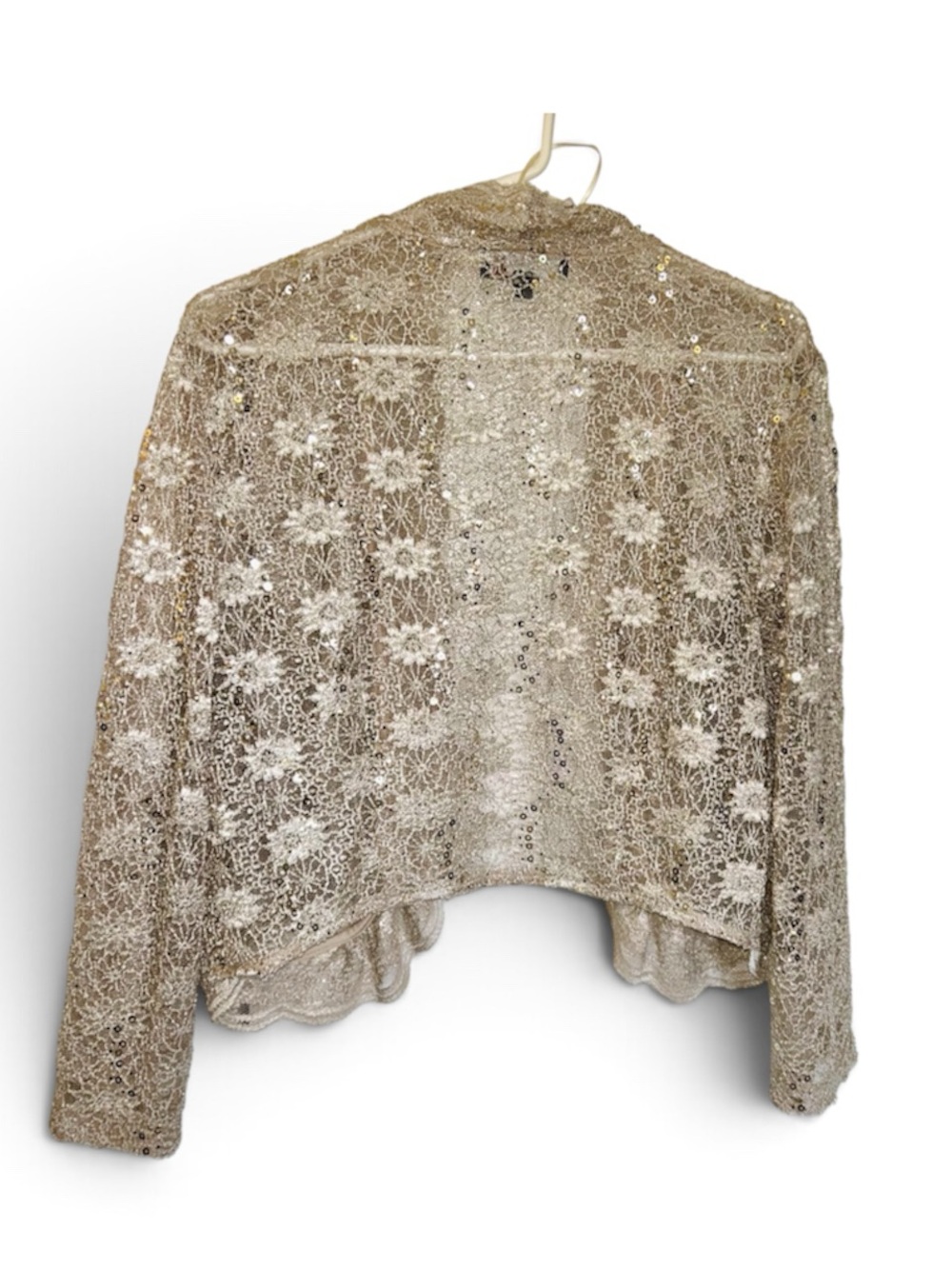 Sequin Gold / Champagne Open Knit Women's Evening Bolero Shrug